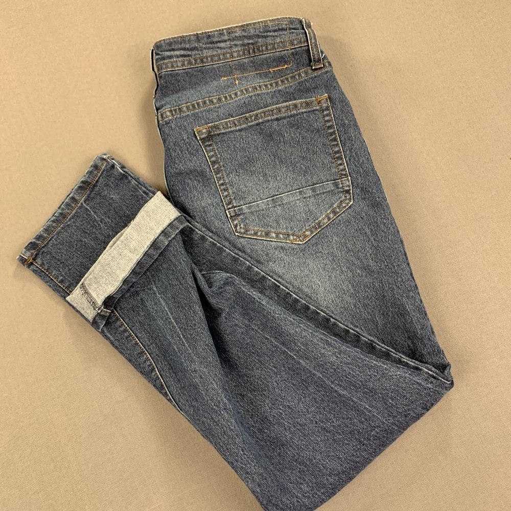MBX Slim Tapered Jeans Mens 34x30 Blue Denim Stretch 5 Pocket Zip Fly Casual
